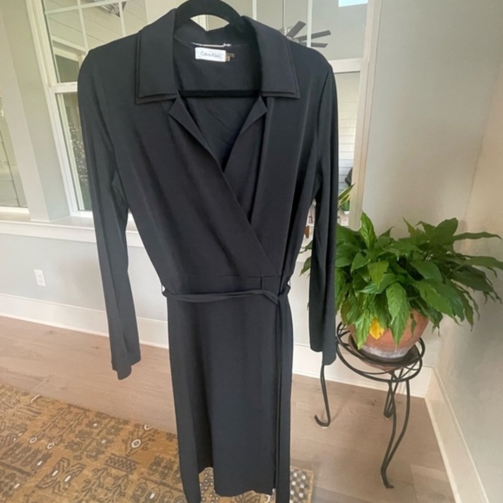 CK Black Stretch Wrap Dress